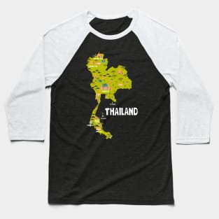 Thailand Illustrated Map Baseball T-Shirt